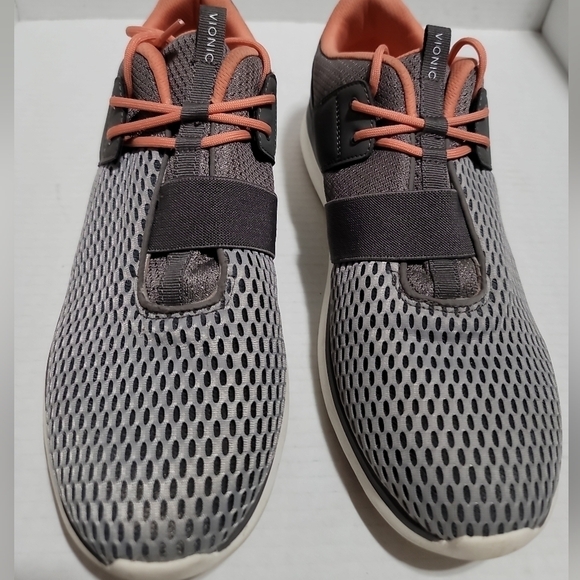 Vionic Coro Mesh Lace-Up Athletic Sneakers 12 Gray/Orange - Picture 5 of 9